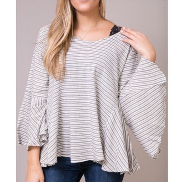 POL Striped Gusset Cut Boho Flowy Blouse S - Picture 4 of 6